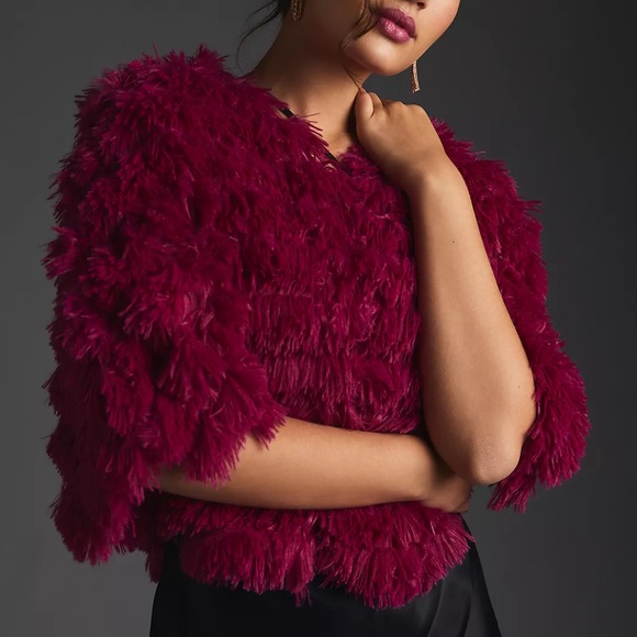 Anthropologie Faux Fur Cape/Capelet | Fuschia | One-Size - Picture 6 of 7